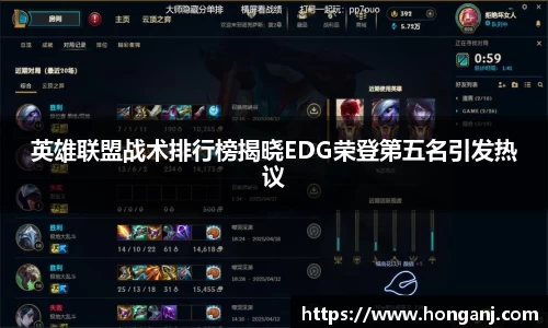 英雄联盟战术排行榜揭晓EDG荣登第五名引发热议