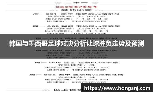 韩国与墨西哥足球对决分析让球胜负走势及预测